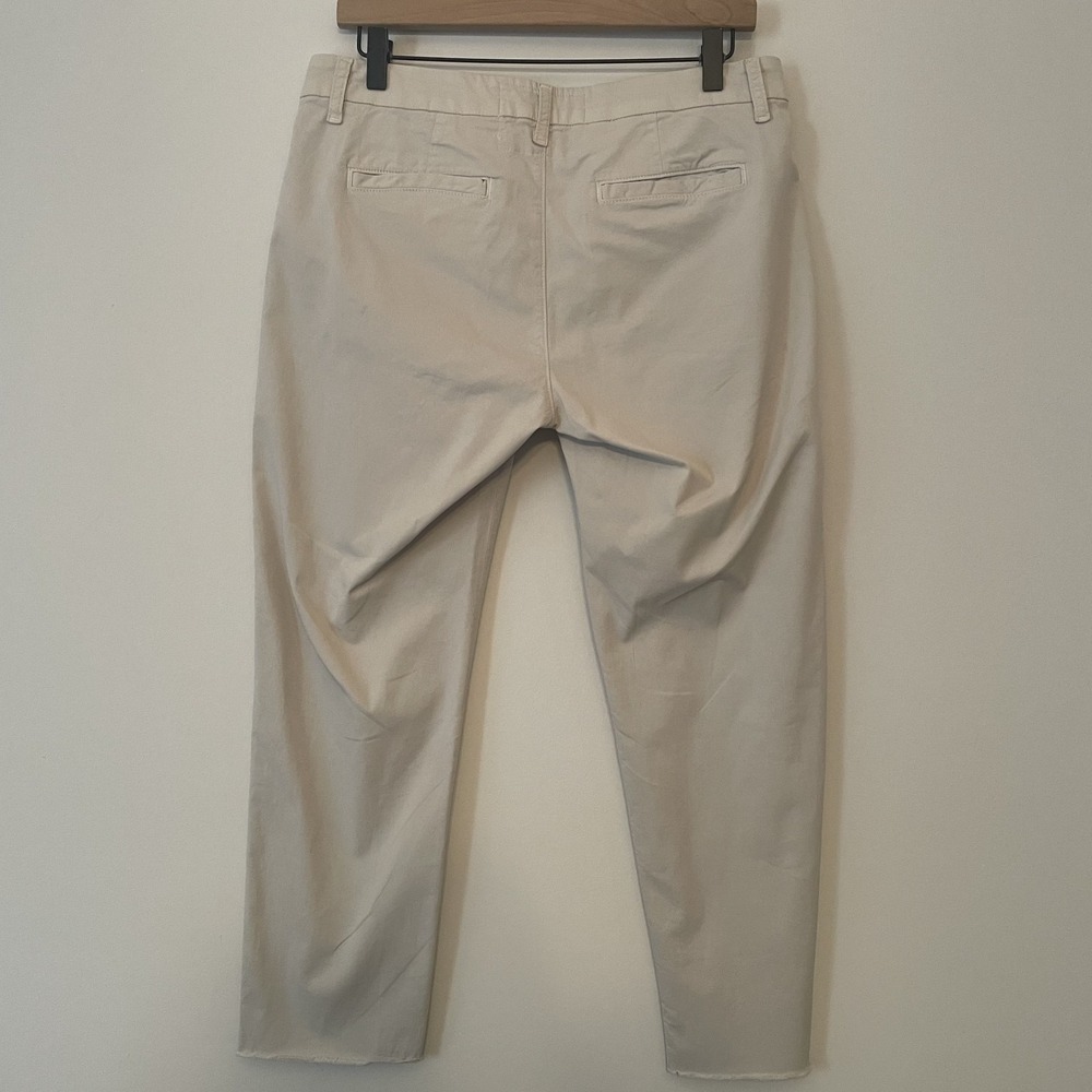 Frank & Eileen Wicklow Cotton Chino Crop Pants Khaki Sz 6 Stretch Raw Hem Casual - Picture 2 of 11
